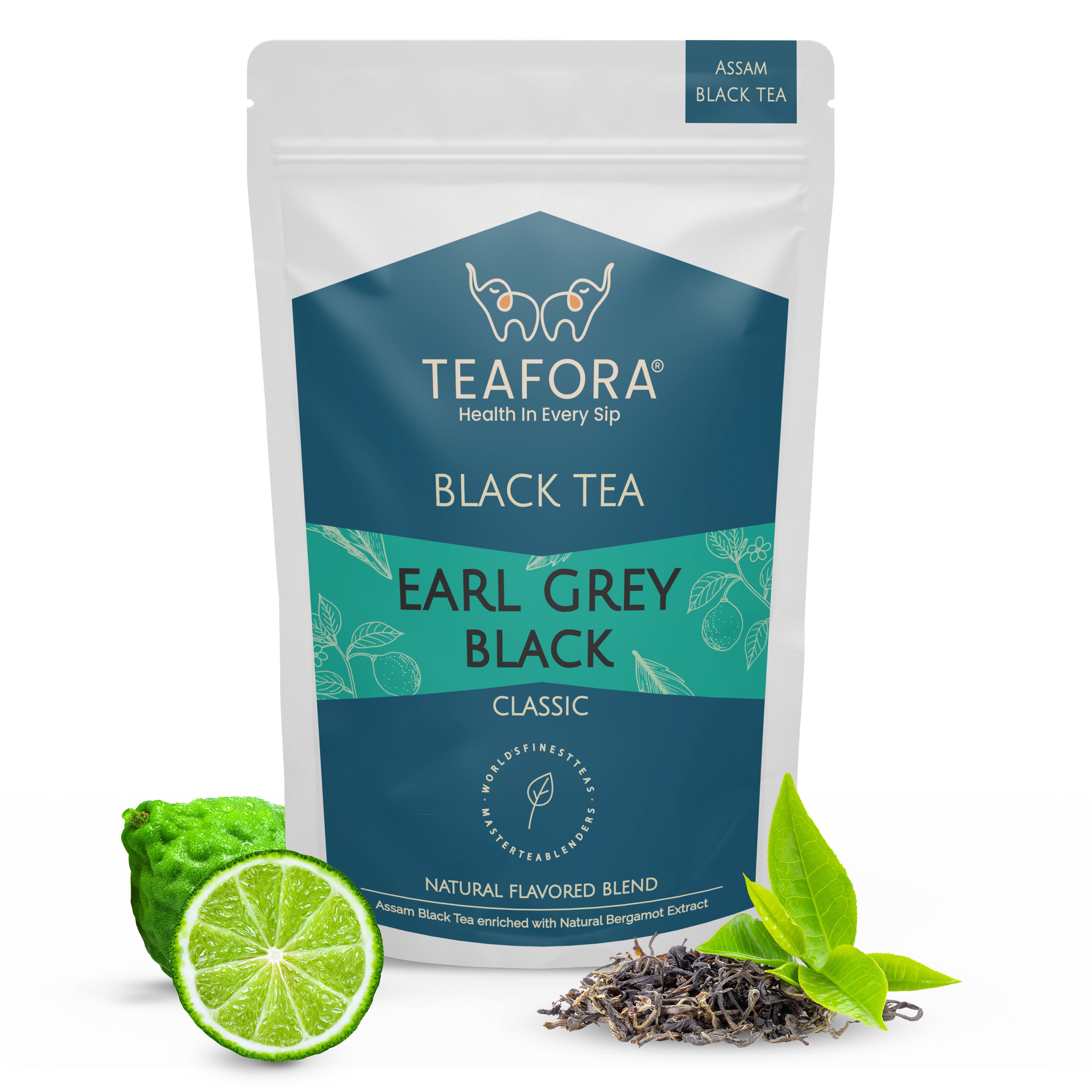 TEAFORA Earl Grey Black Tea | Assam Loose Leaf Black Tea Enriched with Natural Bergamot Extract | Full Bodied with Citrusy Notes | 100% NATURAL INGREDIENTS - Dista