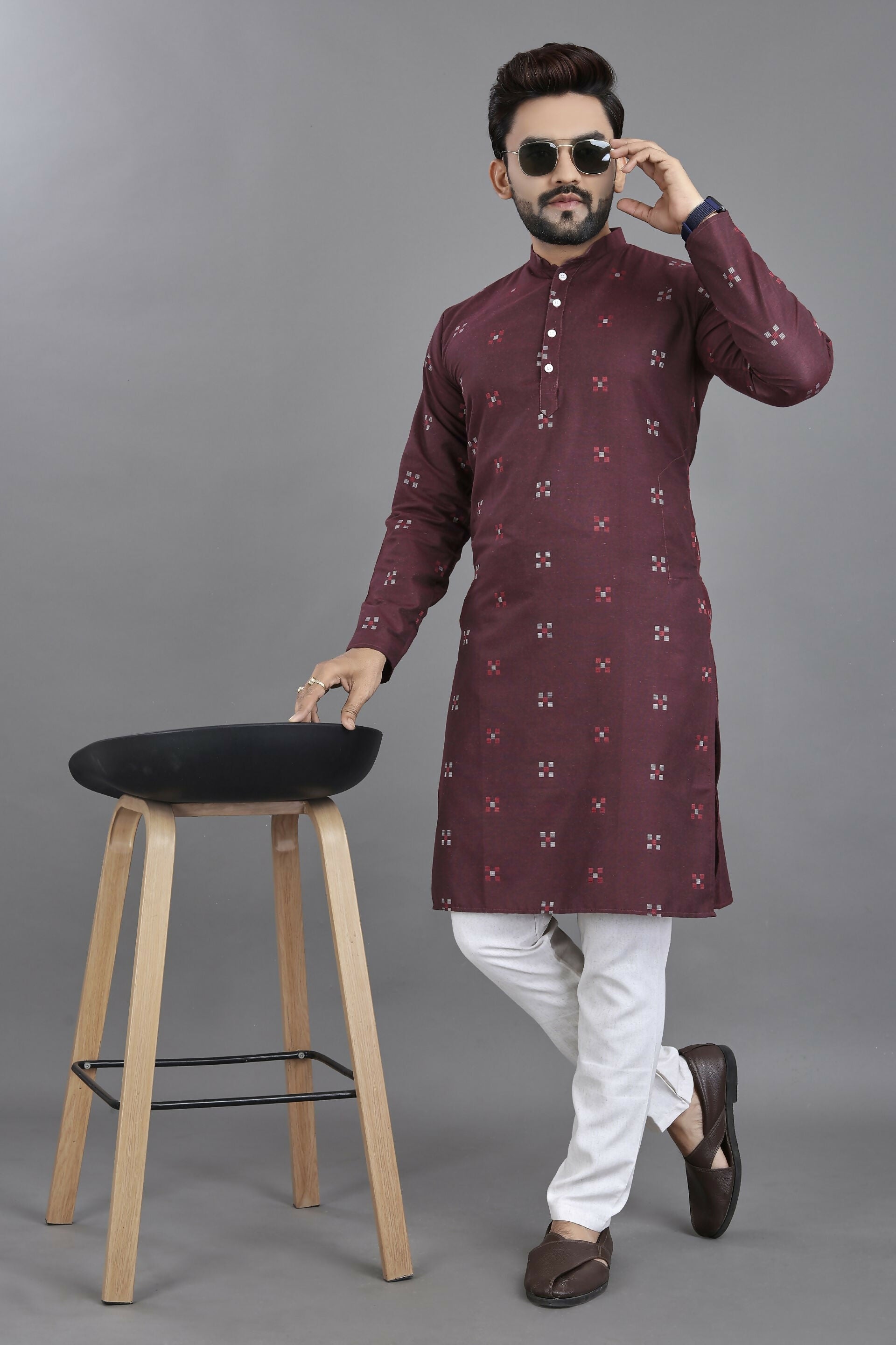 Anaita Purple Weaving Linen Cotton Straight Kurta - Distacart
