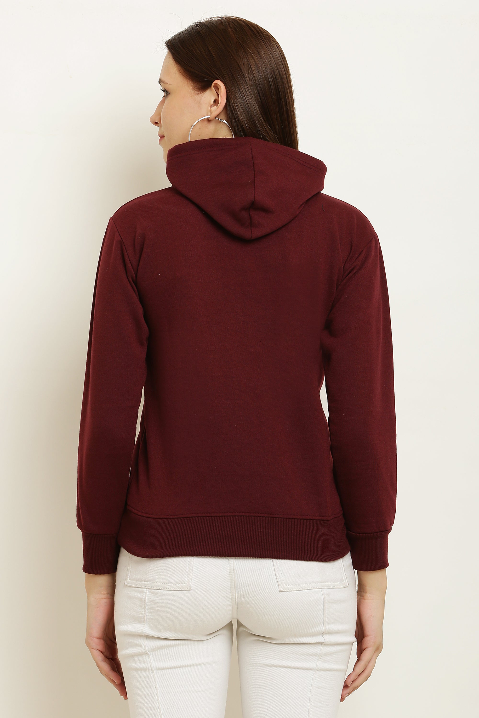 PAVONINE Maroon Color Bts-Design Pullover Hoodie Sweatshirt For Girls - Distacart