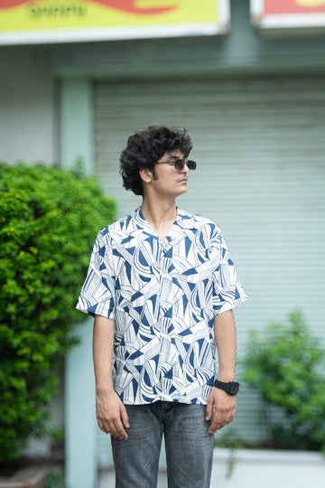 Fabmade Men’S Abstract Print Cuban Collar Shirt - Distacart