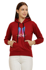 Thumbnail for PAVONINE Red Color Bts Flower-Design Pullover Hoodie Sweatshirt For Girls - Distacart