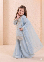 Thumbnail for Teeya Creation New Kids Latest Trendy Kurta Palazzo Set-Blue - Dista