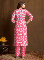 Thumbnail for Prazu Fashion Light Pink Printed Cotton Blend Kurta Pant Set - Distacart