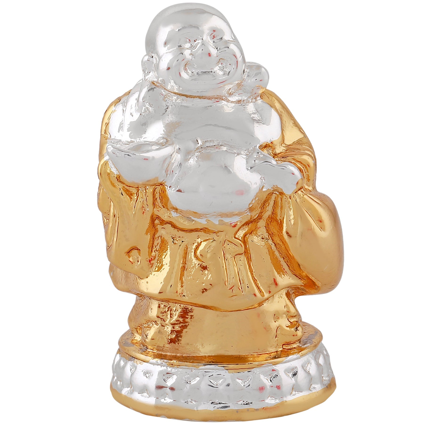 Estele Gold-Polished Laughing Buddha standing statue with Potli showpiece for Perfect Home and Office Décor - Distacart