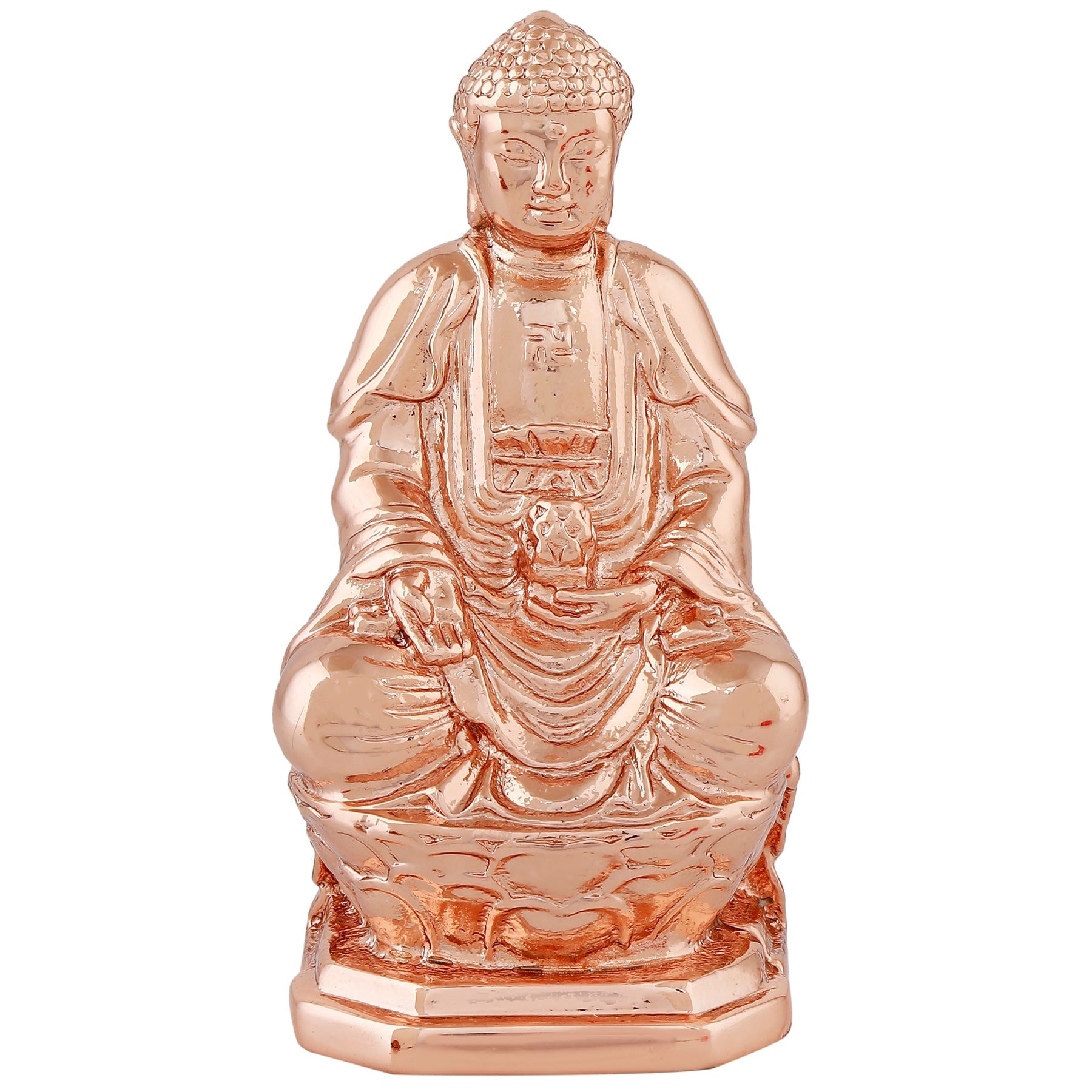 Estele Pink/Rose Gold-Polished Lord Gautam Buddha Mediatating Idol statue for Home Décor/ working place - Distacart