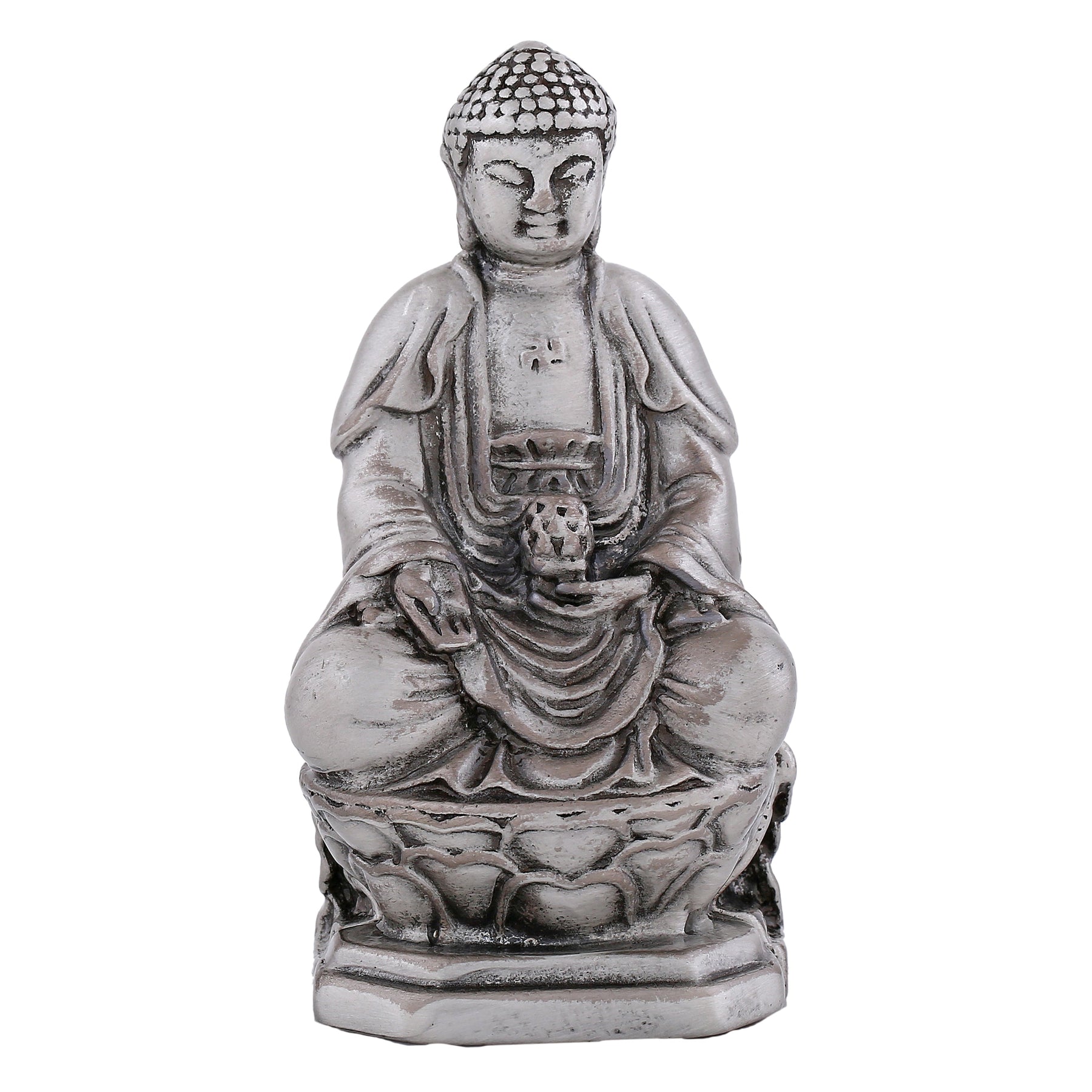 Estele Rhodium Plated Oxidized Lord Gautam Buddha Mediatating Idol statue for Home Décor/ working place - Distacart