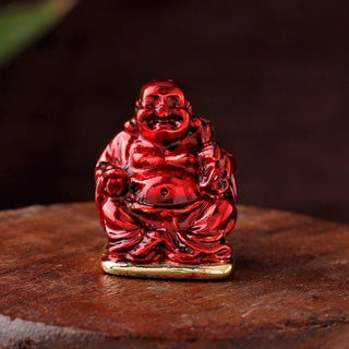 Estele Gold-Polished Laughing Buddha with Red Stone Type:Enamel Idol for Perfect Home and Office/Car Decors - Distacart
