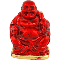 Thumbnail for Estele Gold Plated Laughing Buddha with Maroon Stone Type:Enamel Idol for Perfect Home and Office/Car Decors