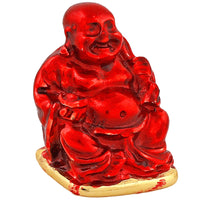 Thumbnail for Estele Gold Plated Laughing Buddha with Maroon Stone Type:Enamel Idol for Perfect Home and Office/Car Decors