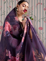 Thumbnail for Ode by House of Pataudi Floral Printed Gotta Patti Anarkali Kurta with Trousers & Dupatta - Distacart