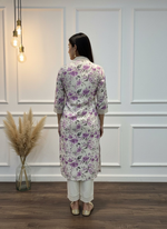 Thumbnail for BulBul Hazel Purple Floral Cotton Kurta Set