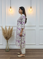Thumbnail for BulBul Hazel Purple Floral Cotton Kurta Set