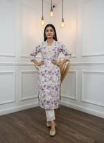 Thumbnail for BulBul Hazel Purple Floral Cotton Kurta Set