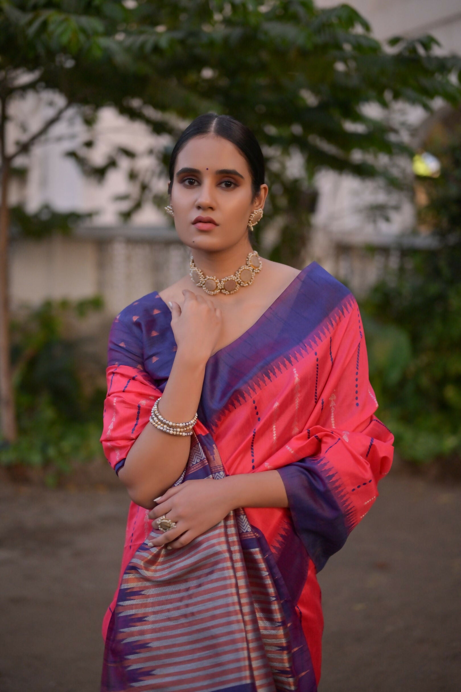 Vishnu Weaves Women's Rani Raw Silk Saree with Blouse - Distacart