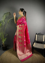 Thumbnail for Joban Fashion Hot Pink Banarasi Soft Lichi Silk Paisley Saree