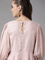 Thumbnail for Ahalyaa Women Pink Rayon Gold Foil Print Tunic