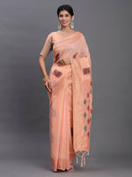 Thumbnail for Astita Linen Cotton Peach Saree