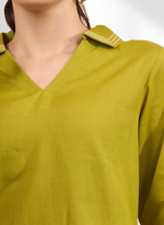 Thumbnail for Joban Fashion Green Cotton, Linen Embroidered Readymade Cord Set - Distacart