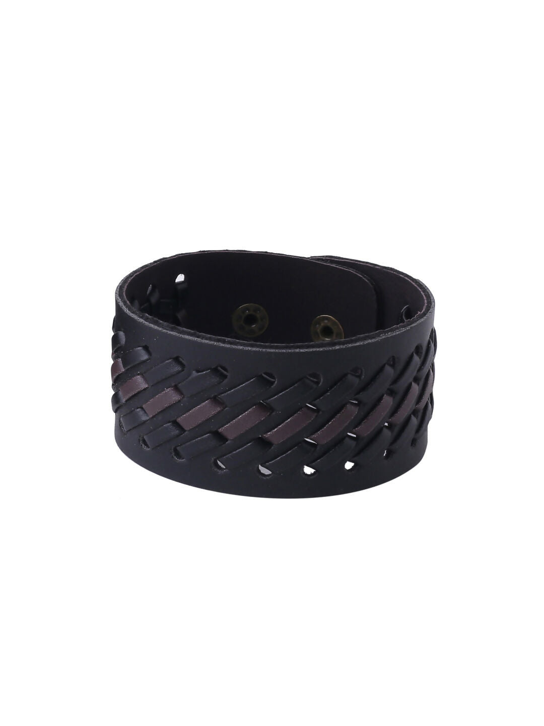 NVR Men's Set of 2 Black Leather Bracelet - Distacart