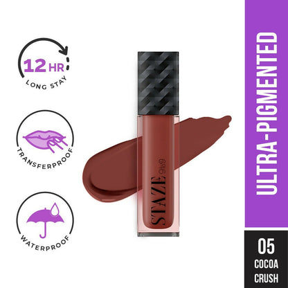 Staze 9to9 Lips Don't Lie Matte + Transferproof Liquid Lipstick - 05 Cocoa Crush - Distacart