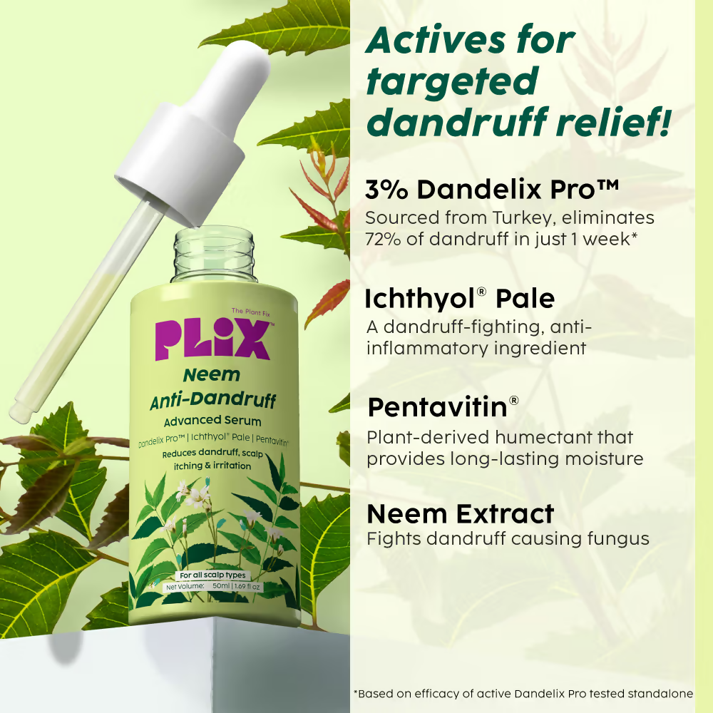 PLIX The Plant Fix Neem Anti-Dandruff Advanced Kit - Shampoo + Serum - Distacart