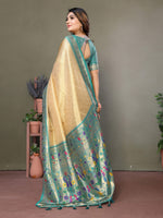 Thumbnail for Aastha Fashion Cream Tissue Silk Paithani Woven Saree - Distacart