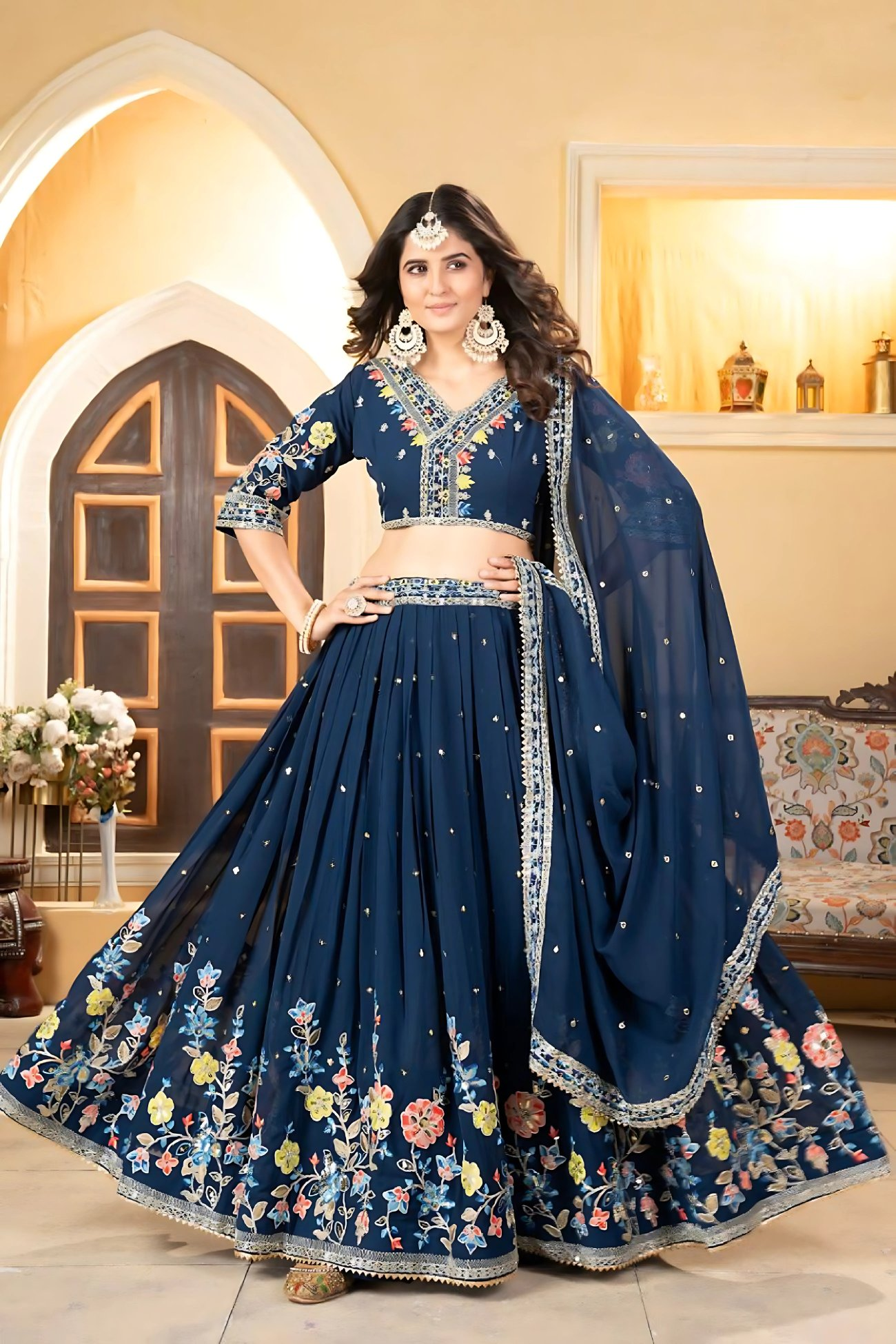 Lehenga Mart Designer Wedding Lehenga Choli For Women - Blue - Distacart
