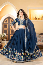 Thumbnail for Lehenga Mart Designer Wedding Lehenga Choli For Women - Blue - Distacart