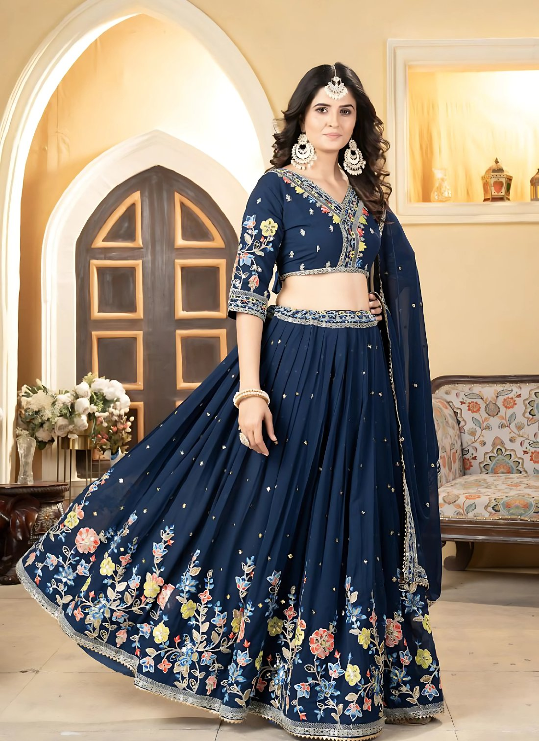 Lehenga Mart Designer Wedding Lehenga Choli For Women - Blue - Distacart