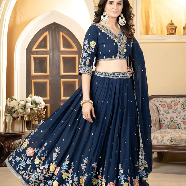 Lehenga Mart Designer Wedding Lehenga Choli For Women - Blue - Distacart