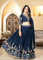 Thumbnail for Lehenga Mart Designer Wedding Lehenga Choli For Women - Blue - Distacart