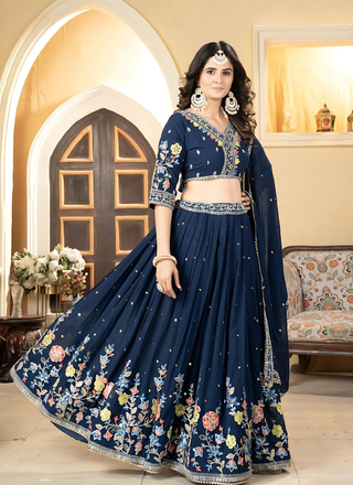 Lehenga Mart Designer Wedding Lehenga Choli For Women - Blue - Distacart