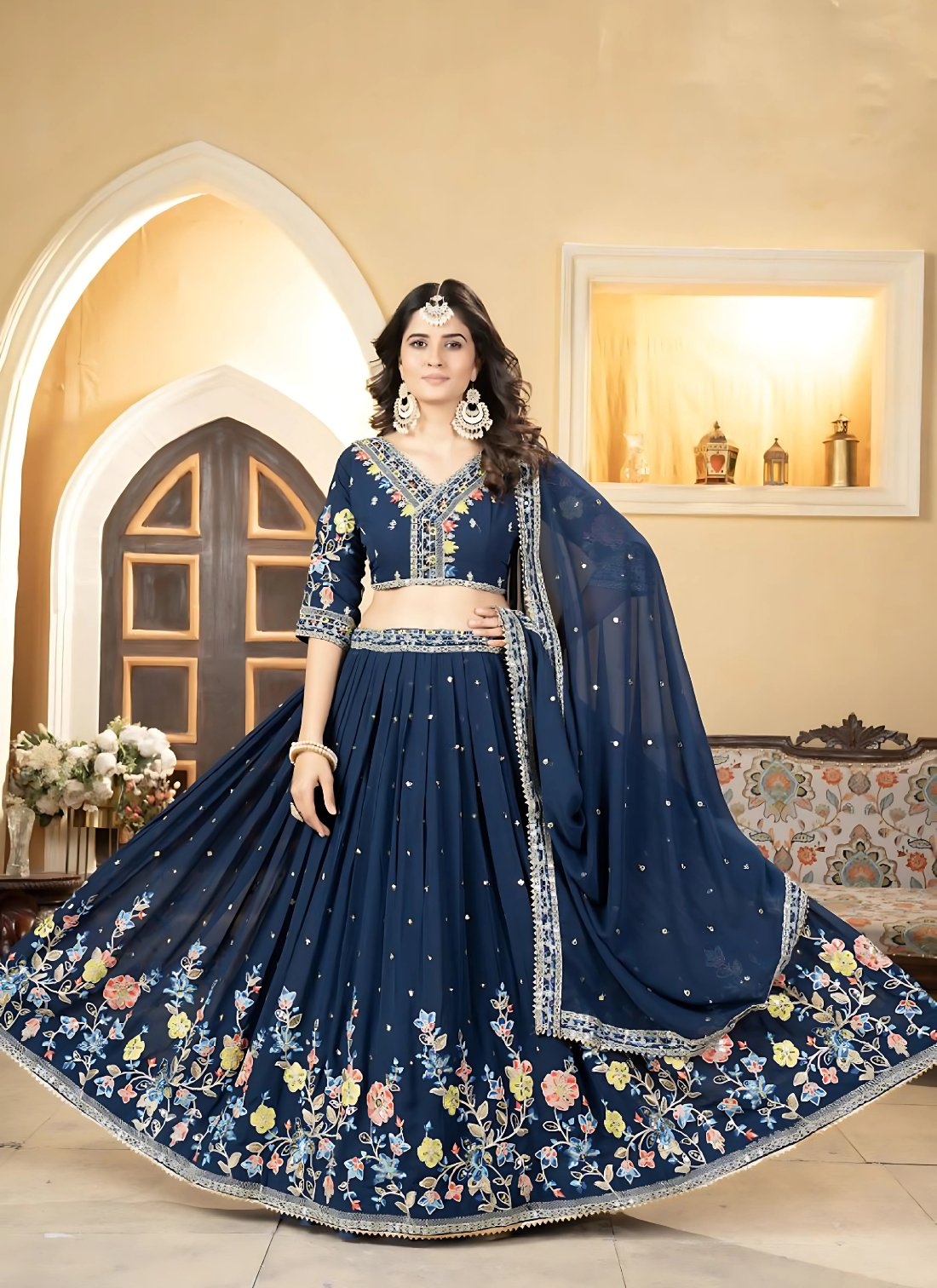 Lehenga Mart Designer Wedding Lehenga Choli For Women - Blue - Distacart