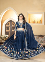 Thumbnail for Lehenga Mart Designer Wedding Lehenga Choli For Women - Blue - Distacart