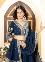 Thumbnail for Lehenga Mart Designer Wedding Lehenga Choli For Women - Blue - Distacart