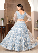 Thumbnail for Lehenga Mart Designer Wedding Lehenga Choli For Women - Sky Blue - Distacart