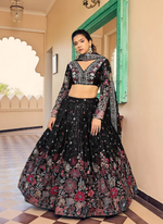 Thumbnail for Lehenga Mart Designer Wedding Lehenga Choli For Women - Black - Distacart