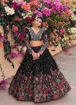 Thumbnail for Lehenga Mart Designer Wedding Lehenga Choli For Women - Black - Distacart