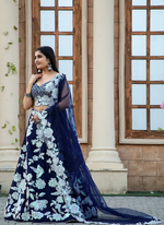 Thumbnail for Lehenga Mart Designer Wedding Lehenga Choli For Women - Navy Blue - Distacart