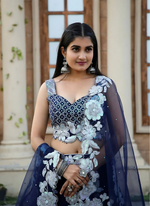 Thumbnail for Lehenga Mart Designer Wedding Lehenga Choli For Women - Navy Blue - Distacart