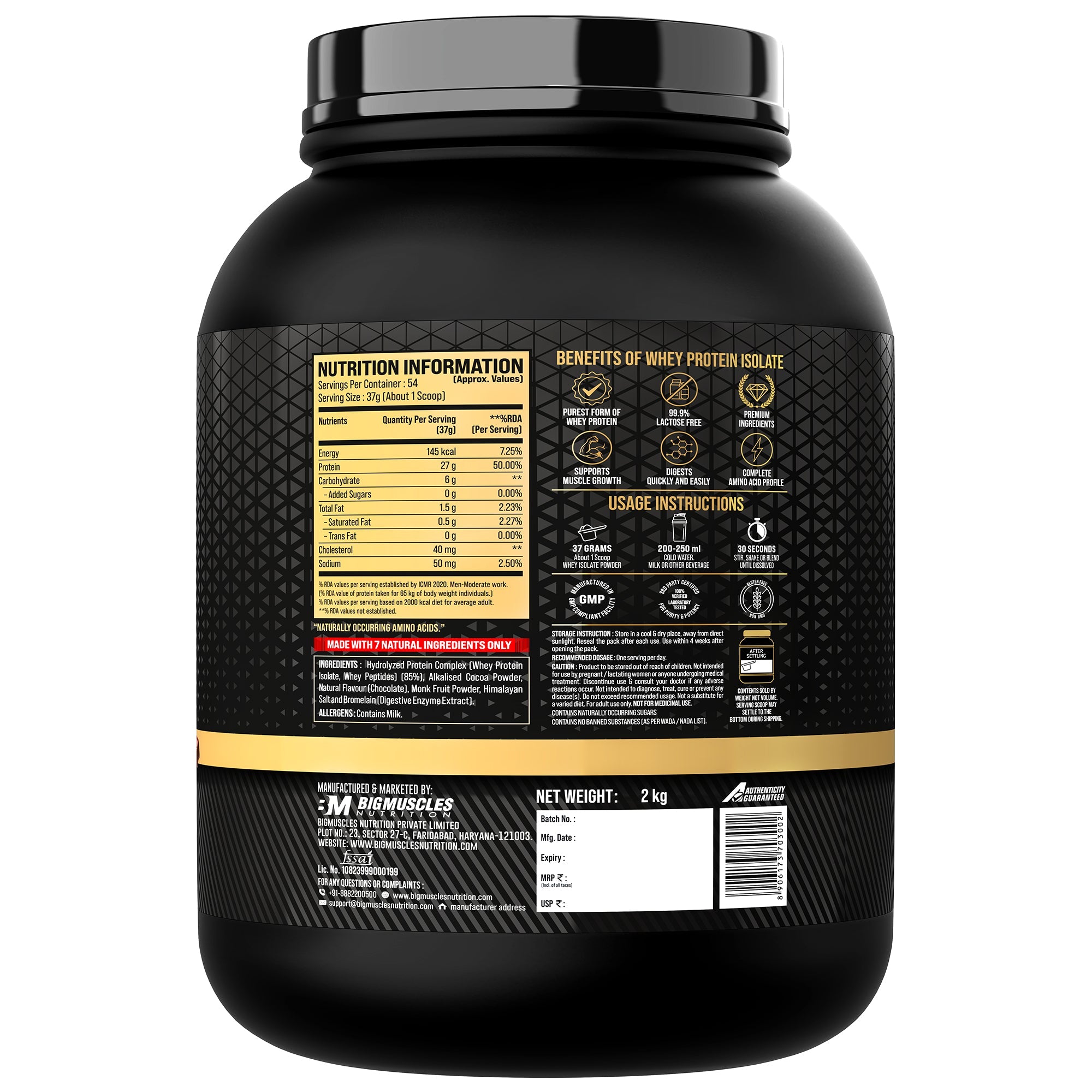 Big Muscles Nutrition Gold Whey Isolate