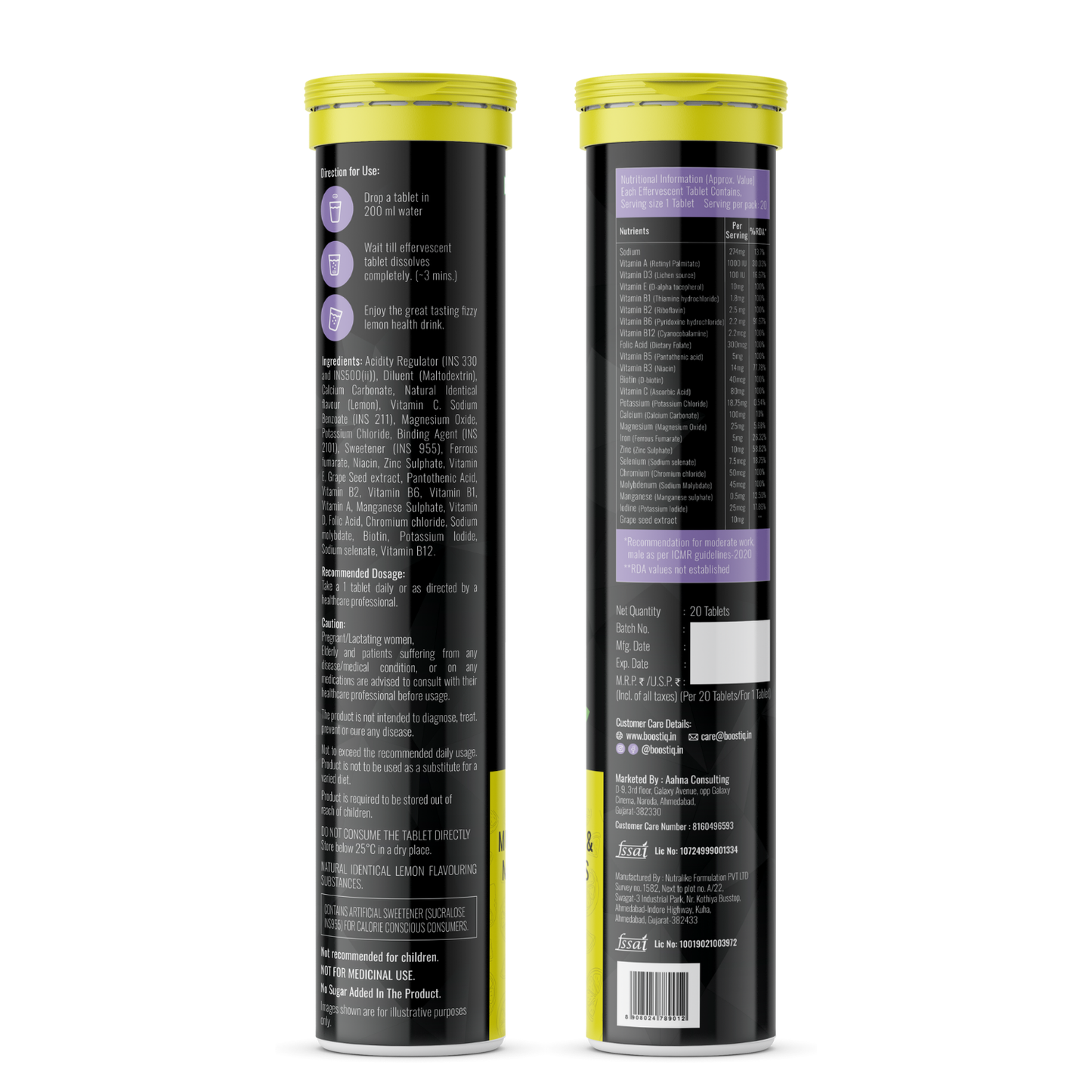 BOOSTIQ Multivitamin Effervescent Tablets - Lemon Flavour - Distacart