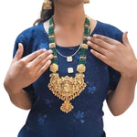 Thumbnail for Jewel City Handcrafted Gold-Plated Traditional Indian Temple Necklace Set , Pendant & Jhumka Earrings – Ethnic Jewelry Set