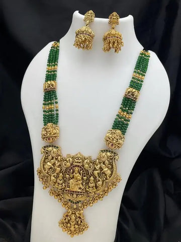 Jewel City Handcrafted Gold-Plated Traditional Indian Temple Necklace Set , Pendant & Jhumka Earrings – Ethnic Jewelry Set - Distacart