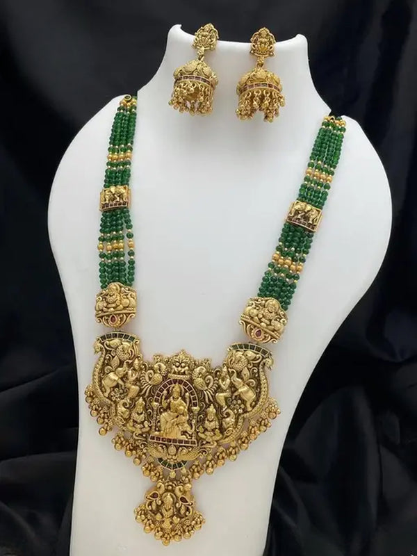 Jewel City Handcrafted Gold-Plated Traditional Indian Temple Necklace Set , Pendant & Jhumka Earrings – Ethnic Jewelry Set
