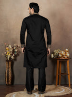 Thumbnail for Anaita Black Embroidery & Sequence Work Silk Straight Kurta Set - Distacart