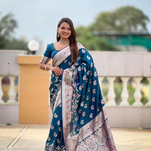 Vedant Vastram Soft Litchi Silk Banarasi Silk Jacquard Saree - Morpich - Dista
