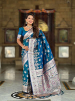 Thumbnail for Vedant Vastram Soft Litchi Silk Banarasi Silk Jacquard Saree - Morpich - Dista