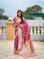 Thumbnail for Vedant Vastram Soft Litchi Silk Banarasi Silk Jacquard Saree - Purple - Dista