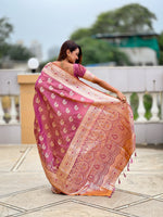 Thumbnail for Vedant Vastram Soft Litchi Silk Banarasi Silk Jacquard Saree - Purple - Dista